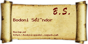 Bodoni Sándor névjegykártya